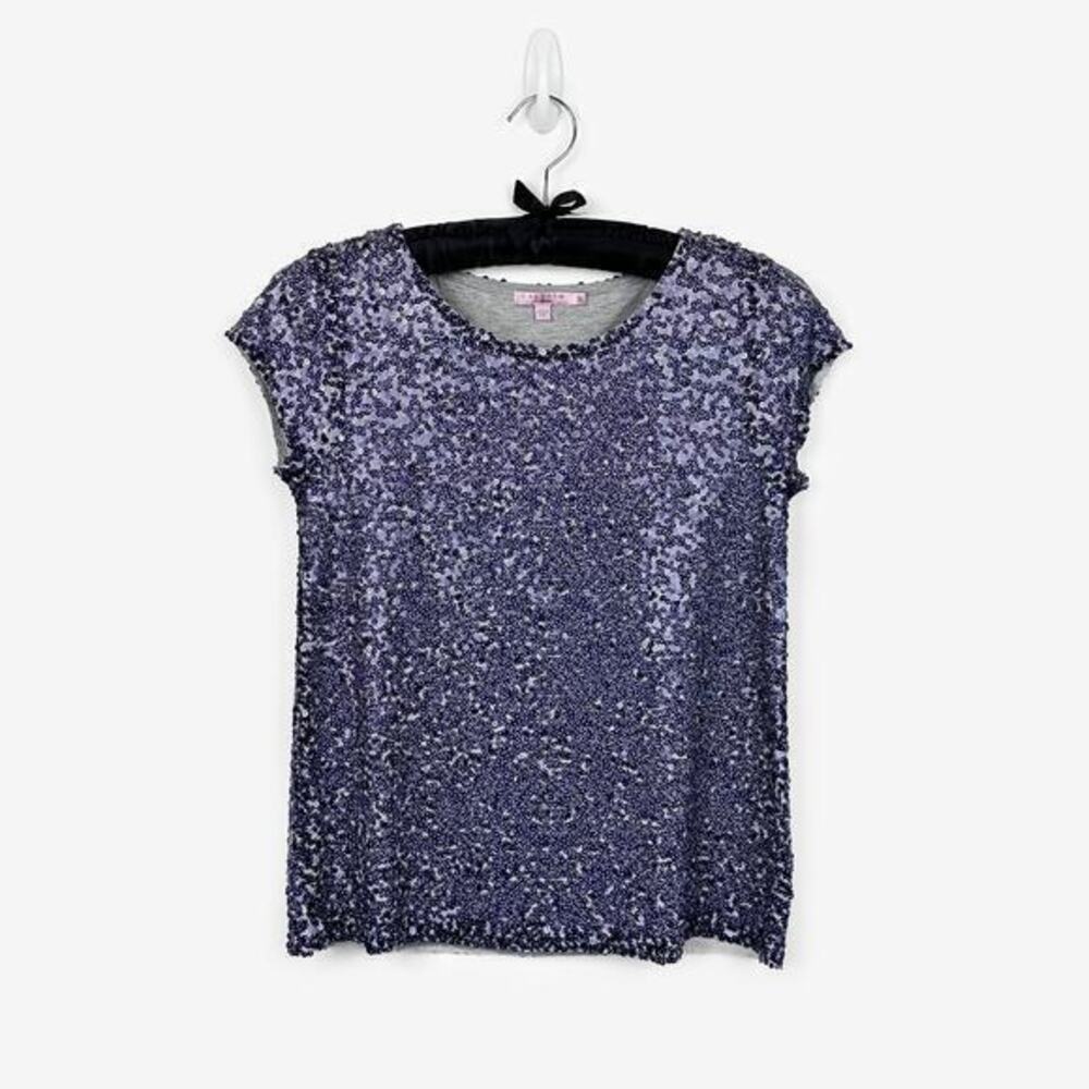 Calypso St Barth Sequin‎ Bruni Tee Size S Purple Short Sleeve Top Party Glam